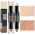 Highlight Contour Stick - 2 in 1 Makeup Shading Stick/Concealer Stick/Concealer Shadow Pen/Contour Concealer Highlighter Stick/Double Head Body Face Brightens & Shades Make Up Tool (Natural+Brown)