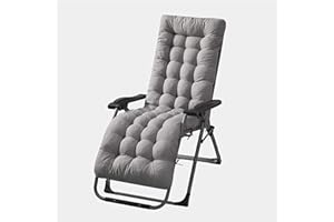 Wangle Sun Lounger High Back Cushion - Thick Rocking Chair Pad Replacement for Sunbed, Garden Patio Lounge, Outdoor Reclining - Grey
