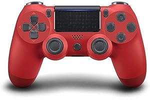 Third Party Generic Wireless Controller for PS-4, Compatible for Play4/Slim/Pro Console, 6-Axis Dual Vibration Motor Gamepad with Enhanced Joystick/Audio/Touch pad/800mAh Battery,Red
