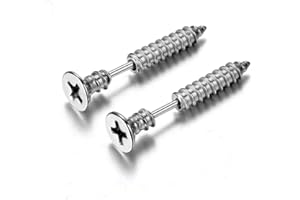 JewelryWe Schmuck Hip Hop FAKE PLUG Edelstahl OHRRINGE SCHRAUBE Ohrstecker Screw Punk Rock Stil Ohrschmuck Tunnel Ohr-Piercings für Herren Damen