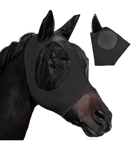 Ruggles Shetland – Masque Anti-mouches à Enfiler Avec Oreilles | Lycra Extensible | Protection Des Yeux De Cheval Et De Poney | Shetland Standard Et X-Mini (bleu Marine, Std Shet