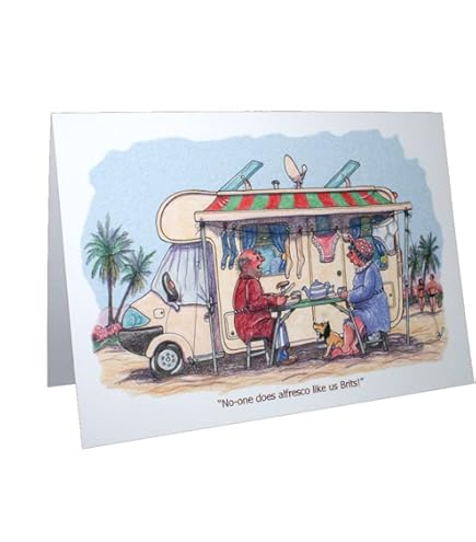 MOTORHOME CARAVANNING HUMOUR CARTOON A5 FUNNY GREETING CARD BY ARMAND FOSTER | UK