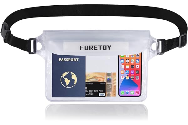 FORETOY vattentät väska, vattentät påse med justerbar midjerem, vattentätt mobiltelefonfodral vattentätt fannypack med IP68-klassificering för vattensporter, strand, simning, båt, körning etc.