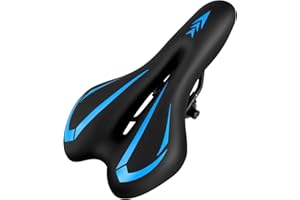 MSDADA Gel Bike Saddle for Men & Women – Waterproof, Breathable Cycling Seat for MTB, BMX, Road Bikes, City & Exercise Bikes – Comfortable Ergonomic Design with High-Density Gel Padding(Blue)