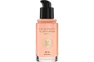 ‎MAX FACTOR MAX FACTOR - Facefinity All Day Flawless Foundation - 3-in-1 Concealer, Liquid Foundation & Face Primer - Up To 30hr Wear - Flawless Airbrush Finish, SPF 20, Vegan - C50 Natural Rose - 30ml