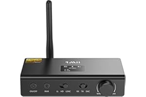 1Mii HiFi Transmetteur Récepteur Bluetooth avec DAC Audiophile, LDAC Adaptateur Audio sans Fil pour TV/Chaîne Stéréo, aptX HD/LL, Diffusion vers Stéréo Domestique Vintage/Casques Bluetooth