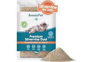 AmeizPet Silvervine Dust for Cats, Catnip Alternative for Training & Play, Cat & Kitten Behaviour Dust 35g (0.08 Oz)