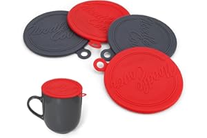 4 Piezas Tapas de Silicona, PARFCO Tapas de Silicona para Tazas Antipolvo, Tapas de Silicona para Vasos Alimenticio, Reutilizables, para Tazas, Tazas de Café, Copas de Vino, Hogar y Exterior