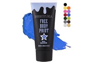 BOBISUKA Pittura Facciale Blu, Pittura per Viso Durevole, Body Painting per Trucco Halloween, Carnevale, Feste, Non Tossico