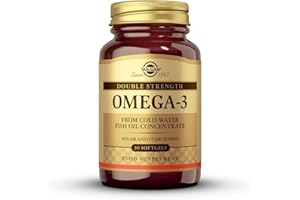Solgar Omega-3 Doble Concentración Aceite de pescado concentrado de aguas frías. Ácidos grasos poliinsaturados como triglicéridos naturales-30 cápsulas blandas