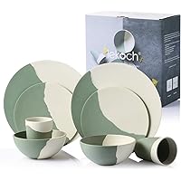 LEKOCH 8-teilige Bio Bambus Umweltfreundlich Camping Geschirr Set für Picknick/BBQ Grill/Fest/Camping/Party Set mit…