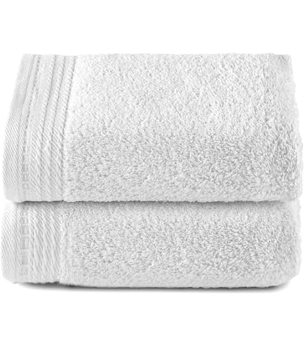 Todocama Lot de 2 Serviettes 100% Coton 550 g/m² Extra Douces 5503, très absorbantes et à séchage Rapide (Blanc, 100 x 150 cm
