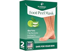 Foot Peel Mask for Men by Plantifique 2 Pack Peeling Foot Mask Dermatologically Tested - Repairs Cracked Heels & Removes Dry Dead Skin for Soft Baby Feet - Exfoliating Foot Peel Mask for Hard Skin