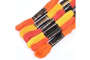 CRAFT&CO 100% Cotton Embroidery Thread Floss Bundle, Pack of 6 in Shades of Orange (Other Shades Available). Ideal for Cross Stitch, Embroidery, Friendship Bracelets & Children's Crafts