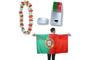 Sonia Originelli Fanset Fanartikel Poncho Fahne Flagge zum Umhängen Schminkstift und Blumenkette Hawaiikette Farbe: Portugal