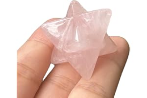 Manekieko Natural Rose Quartz Merkaba Crystal Protection Sacred Meditation Energy Healing Chakra,25mm Hexagonal Star Crystals and Healing Stone