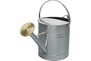 CrazyGadget® Garden Plant Flower Colour Galvanised Metal Steel Watering Can 9L 9 Litre / 2 Gallon with Brass Rose (Galvanised)