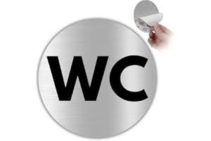 LEIASA | WC självhäftande skylt - tjocklek 0,6 mm - diameter Ø 100 mm - aluminium badskyltning - skylt toalett - skylt badrum
