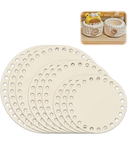 Holzböden Für Häkelkörbe 6-teilig - Rund Und Oval In 5 Größen Für DIY Körbe