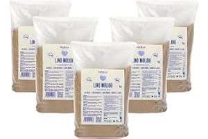 Graines de lin moulues 5 kg nut&me | Source de protéines | Riche en fibres | Sans gluten | Sans conservateurs ni additifs | Pack 5 x 1 kg