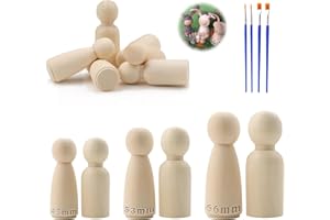 TXXATX 40 Stück Holzfiguren zum Bemalen 66mm 53mm 44mm Spielfiguren Holz Unvollendete Holzkegel zum Basteln Figuren zum Frau Holzfiguren Familie für DIY Geburtstag Hochzeit Dekoration Bemalen