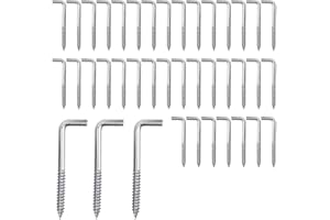 ZHIQIN 40 piezas M4 L Ganchos en Forma Ganchos de tornillo de acero al carbono para colgar en interiores y exteriores para pared de madera Bricolaje Renovación Colgar, 40 mm x 15 mm, Plata