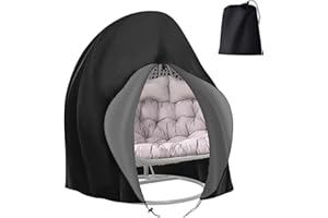 CRAZY SHARK Hängesessel Abdeckung Hängestuhl Schutzhülle Ei-Stuhlbezug Patio Outdoor Swing Egg Chair Cover Wasserdicht Anti-Staub mit Reißverschluss 210D Oxford Hängekorb Schwingsessel Abdeckhauben 200 x 230 cm