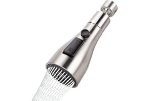 Cuysfead 360°Swivel Brushed Nickel Spout FM22 M24 Kitchen Sink Tap Spray Attachment Head with 3 Modes,Replacement Tap End Diffuser,Faucet Pressurised Water Nozzle Aerator with Adapter Accessories,G1/2