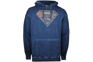 Cotton Soul DC Comics Superman Vintage Wash Mens Hoodie Vintage Navy