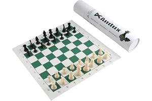 Andux Chess Game Set Pièces D'échecs et Plateau Enroulable XQTZ-01 (Vert, 35x35cm)