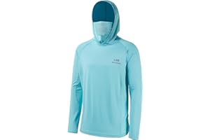 Bassdash - Maglia a Maniche Lunghe da Uomo con Protezione UPF 50+ e Maschera facciale incorporata, Scaldacollo e Cappuccio, Ideale per la Pesca