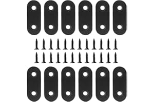 Dayalo 12 sztuk płaskich łączników ze stali nierdzewnej 36 x 16 mm, łączniki do drewna, płyta perforowana, metalowa, płytki łączące ze śrubami, czarny tlenek, do naprawy drewna, mebli