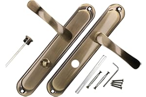 KOTARBAU Klamka 72 mm WC/BAD Patin Okucie Drzwiowe Zestaw Z Długim Szyldem Do Drzwi Wewnętrznych I Zewnętrznych Uchwyt Okucie Bramy (Wersja WC, 72)