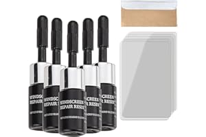 GIURUI Cracks Gone Glass Kit, Glass Repair Fluid, Resin Based Mirror Repair Kit, Nano Fluid Filler for Repairing Chips, Cracks, Star Cracks, Bull's Eye Cracks (5 Pcs)