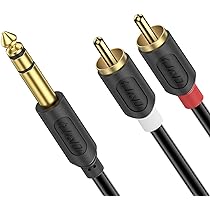 Câble Audio Jack 6,35mm Femelle Vers 2 RCA Mâles - 25cm - Connexion Stéréo Plaquée Or