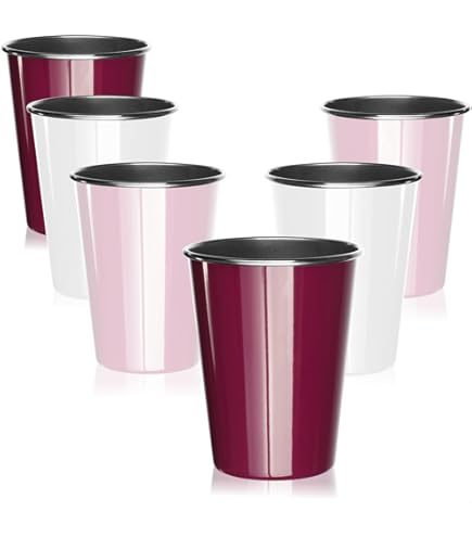 COM-FOUR® 6x hoogwaardige roestvrijstalen drinkbekers, elk 350 ml