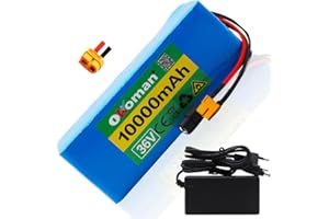 OKOMAN Batterie 36v Lithium ION pour vélo électrique,Batterie au Lithium 21700,Batterie Haute Puissance 500W,36V 10000mAh E-Bike Vélo électrique BMS + 42V Chargeur