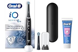 Oral-B Spazzolino Elettrico Ricaricabile iO 6N Nero, 1 Spazzolino Elettrico, 2 Testine Di Ricambio, Custodia Da Viaggio + 1 Dentifricio Oral-B Pro Expert Sensibilità, Pulizia Denti Efficace
