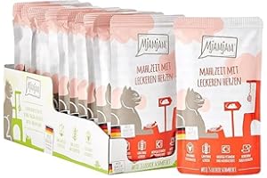 MjAMjAM - Mokra karma Premium dla kotów - Quetschie - Posiłek z dodatkiem pysznych serc, 12-pak (12 x 125g), bezzbożowa z dodatkowym mięsem