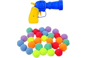 Yunmoxiao Bouncy Ball & Launcher Set, 1 Launcher and 50 Pcs 1.2 Inch Cat Pompom Ball,Colorful and Soft Interactive Cat Balls,Cat Fetch Toys for Indoor Pet Cat Kitty exercise Training Chasing