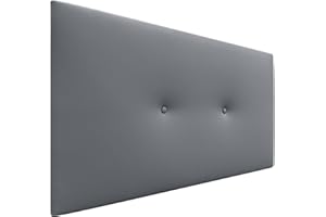 DHOME Cabecero de Polipiel o Tela Acualine Liso con Botones Tapizado de Alta Gama Cabezal Lujo Cama Dormitorio Moderno Acolchado (Polipiel Gris, 110x50cm (Camas 80/90/105))