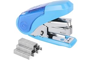 Eagle Reduced Effort Mini Stapler, Maximum 20 Sheets Capacity, with 1000 Staples, 50% Less Effort, Built-in Staple Remover and Staples Storage (Blue)