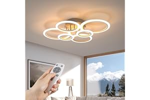 RUYI Ceiling Lights,72W 80cm LED Aryli Modern Ceiling Lighting with Remote Control,Chandeliers Dimmable 2800-7000K,6 Ring Lights for Living Room,Bedroom,Bathroom,