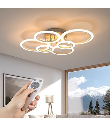 Moderne LED-Deckenleuchte Wohnzimmer Lampe Dimmbar Mit Fernbedienung Metall Acryl Esszimmer