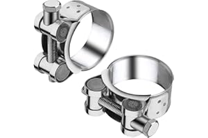QZKJQDD 2 Pack Exhaust Clamp, T Bolt Hose Clamps, Heavy Duty Tube Clamps, 44-47mm Clamping Range, Sturdy T Pipe Adjustable Clips for Water Pipe, Gas, Automotive Tube