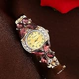 Dilwe Damenuhr mit Strass, Bewegung Bewegung Quarz mit Analog 6 Farben, violett