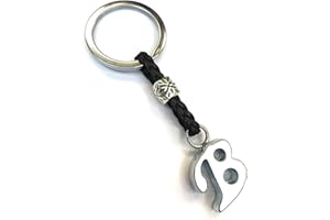 ASTER ALHELÍ Llavero de Cuero con Iniciales Personalizado - Letras y abalorios de zamak Chapado en Plata - Llavero para Hombre o Mujer - Ideal para Regalo (B)