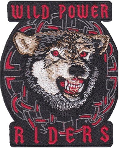 Iron on Patch Sew on Embroidered patches Wild Power Riders Wolf Head Biker MC