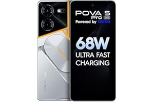 TECNO Pova 5 Pro 5G (Silver Fantasy, 8GB RAM,256GB Storage)| Segment 1st 68W Ultra Fast Charging | India's 1st Multi-Colored Backlit ARC Interface | 50MP AI Dual Camera |6.78