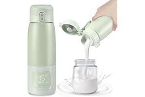 STRIXORN Calentador Biberones Bebé Portátil, Calienta de Leche 500 ml para Coche con Control de Temperatura, para Viajes, al Aire Libre, en Casa, Calentamiento Rápido, Temperatura Regulable 37°C a 55°C(Verde)